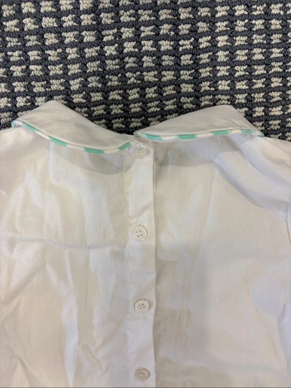 White Top and Mint Gingham Shorts Kids Matching Set